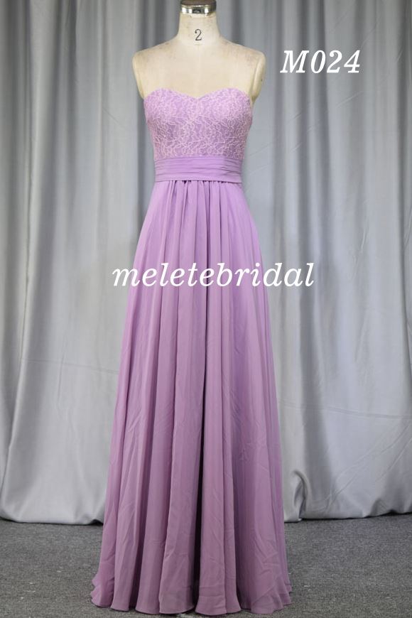 Fashinable design lace details chiffon bridesmaid dress