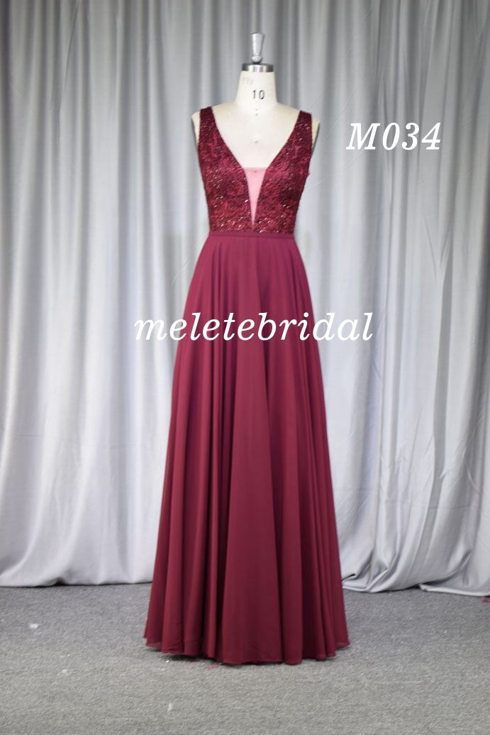 V Neckline Lace with sequin Mother Gown