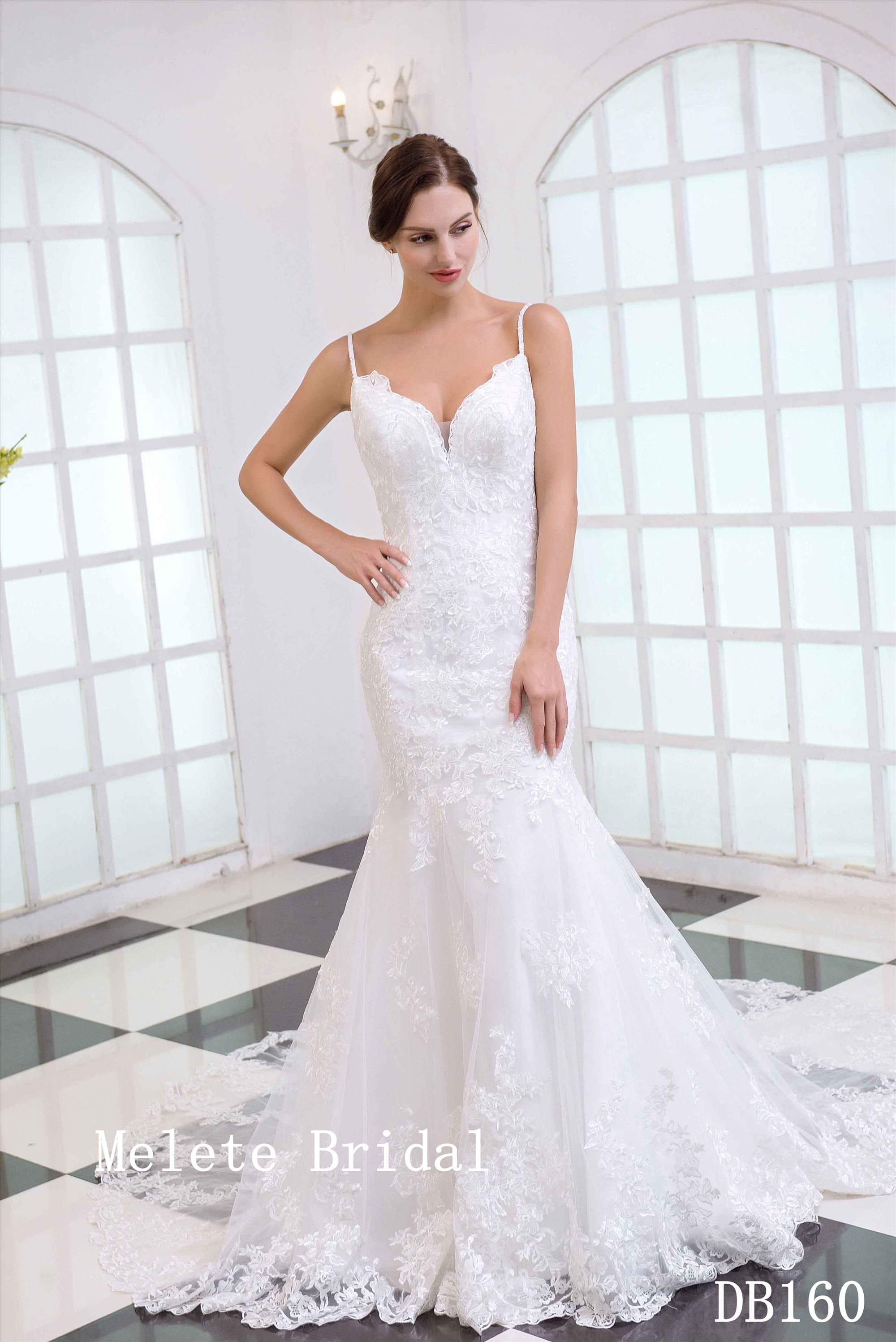 Low back mermaid lace bridal dress wholesale wedding gown