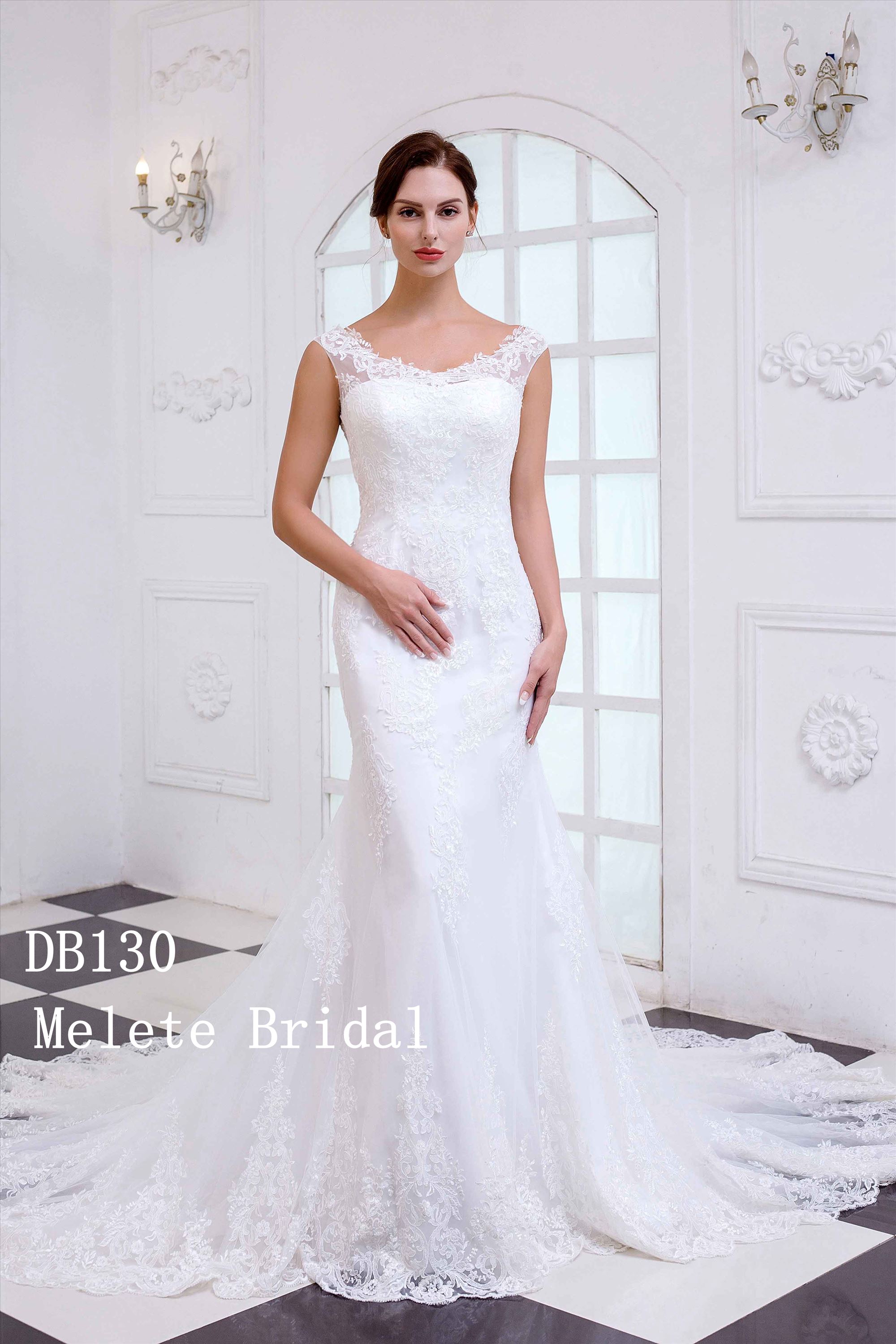 Modern design mermaid bridal gown with see through back