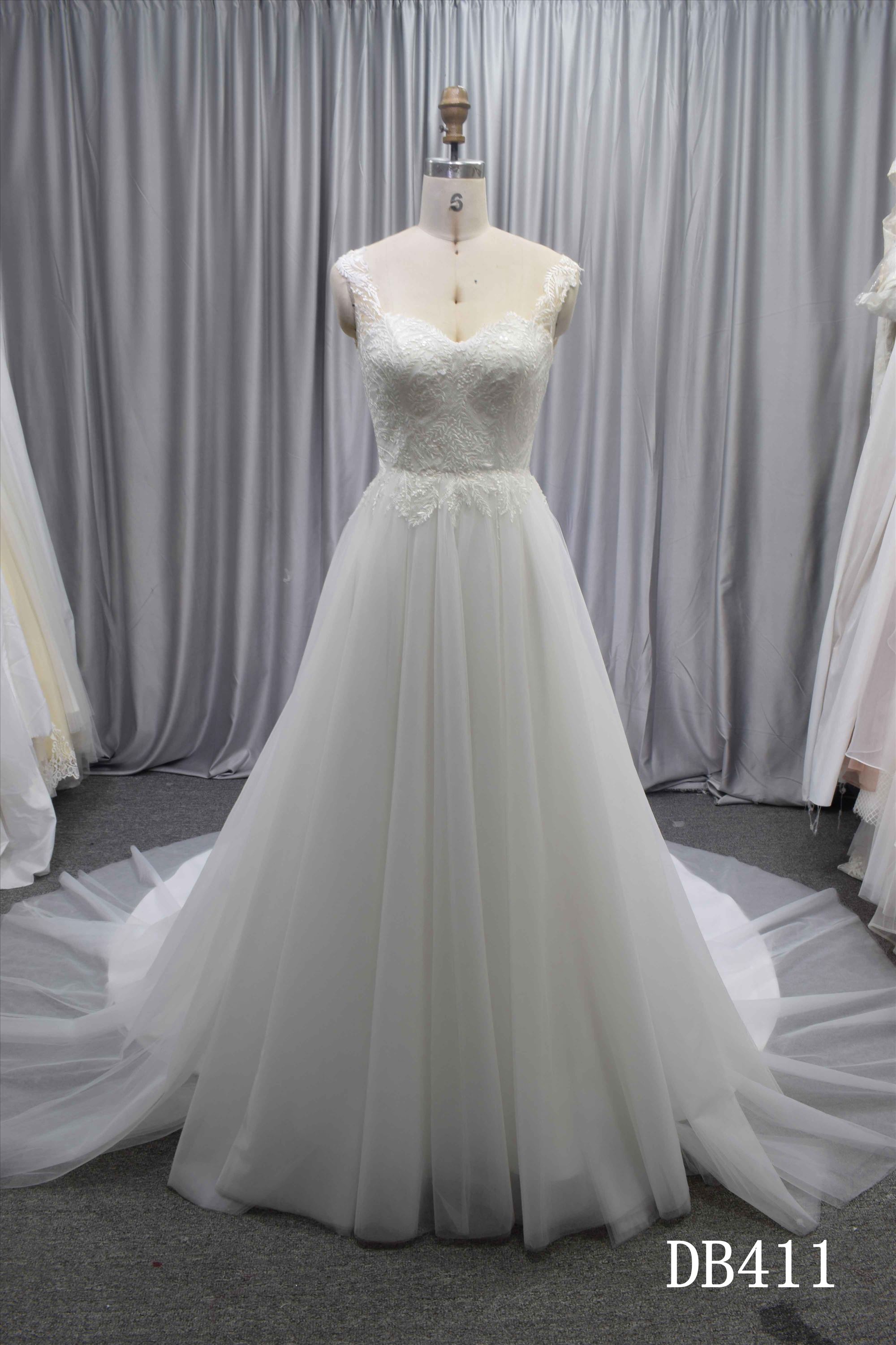 Princess A line latest design V back wedding dress