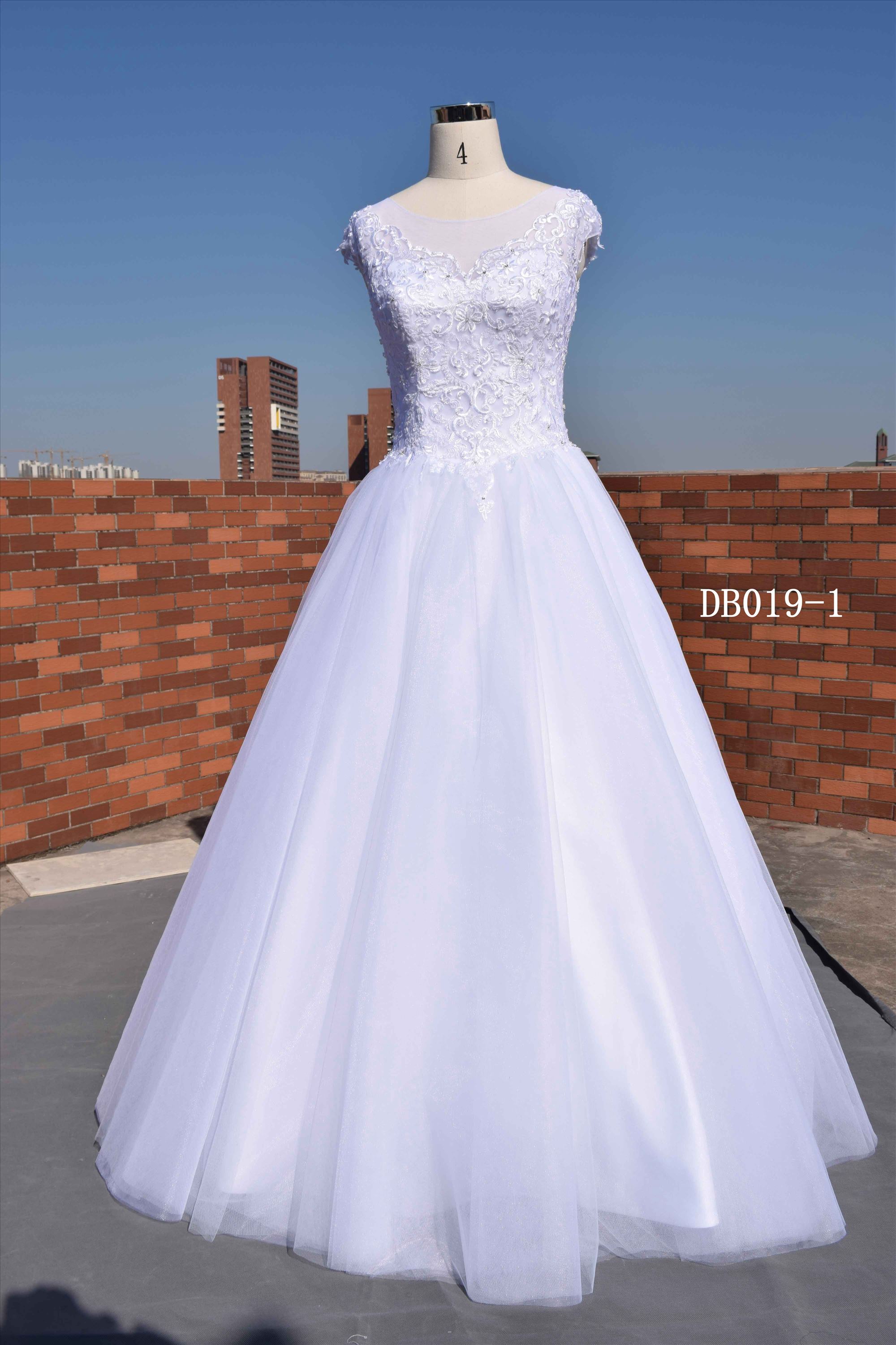 White color illusion back wholesale price wedding dress