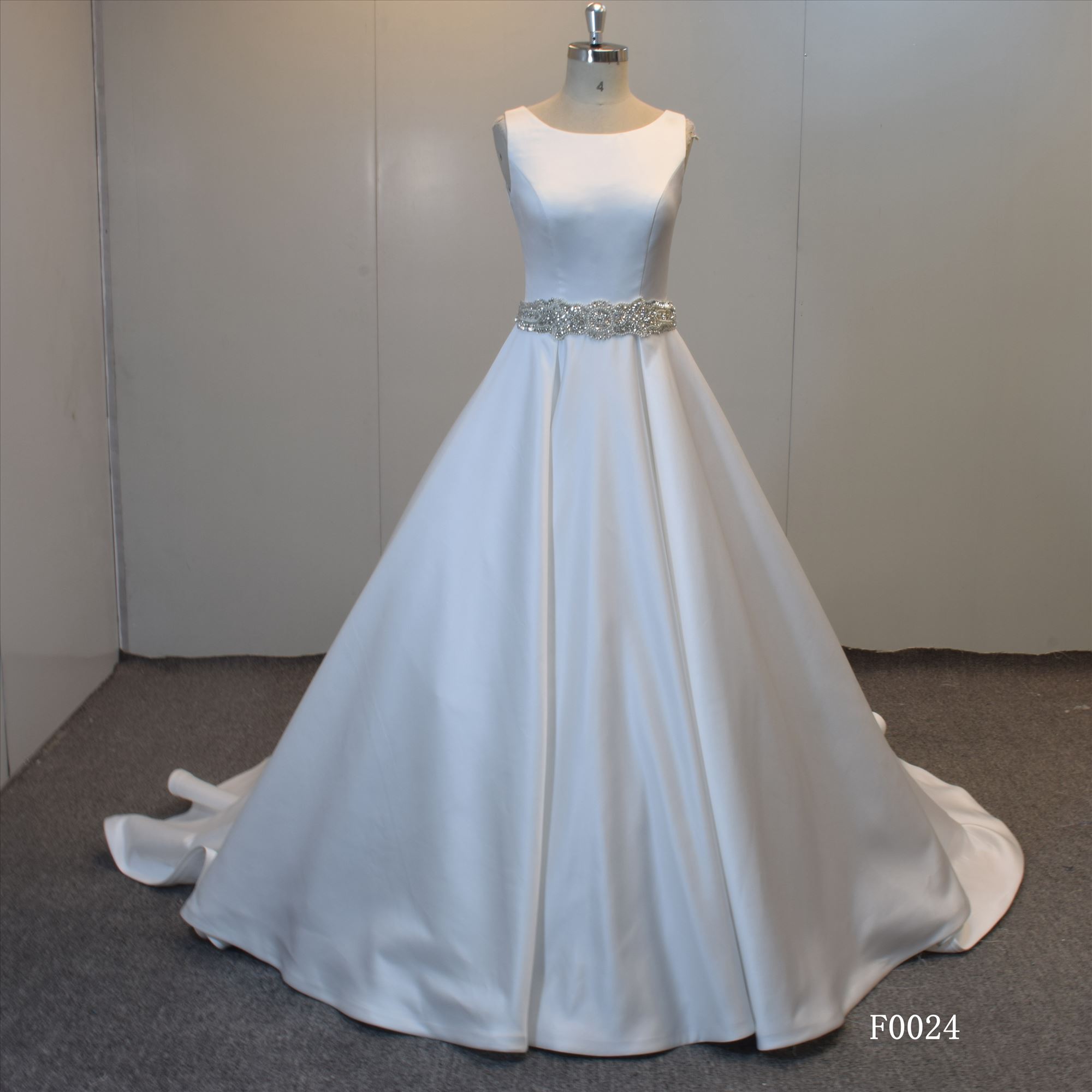 Satin Ball Gown Bridal Dress With Beading Sash  Bridal Gown for Women