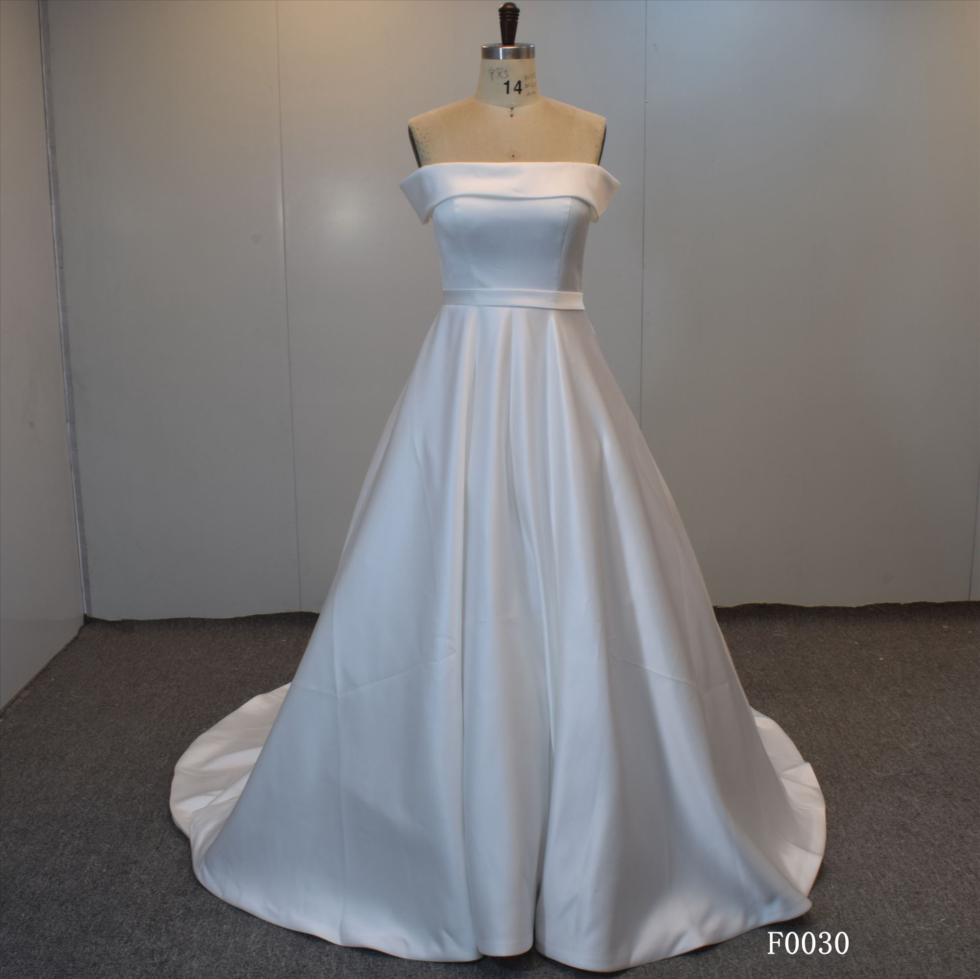 A Line Satin Wholesale wedding dress off shoulder bridal dress