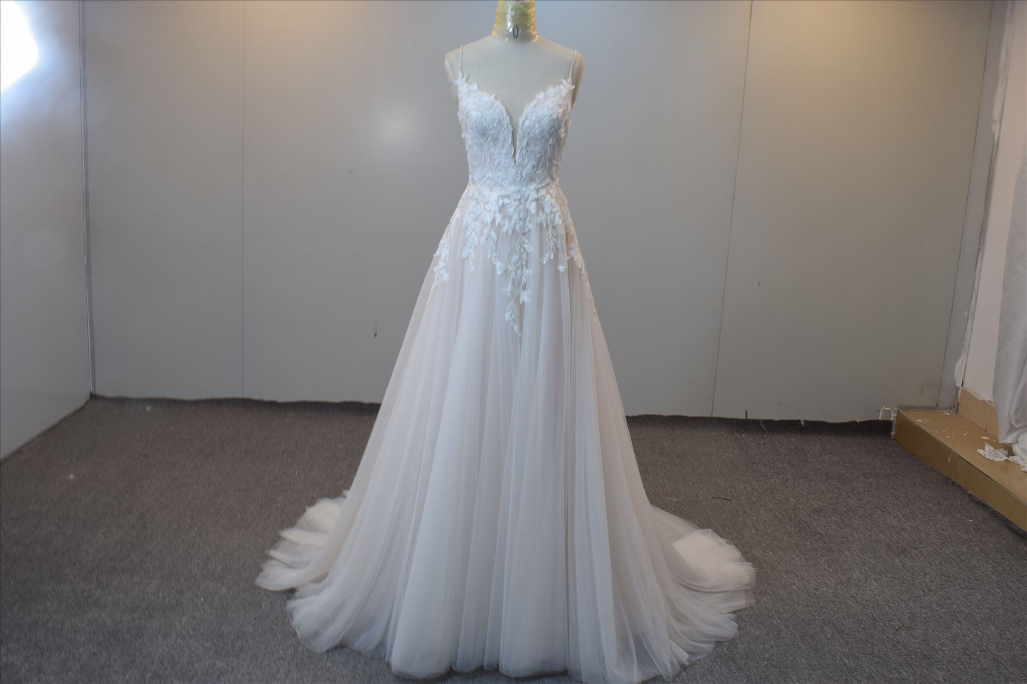 Blusher Hot Sell A Line Bridal Gown With Beading Straps Wedding Gown