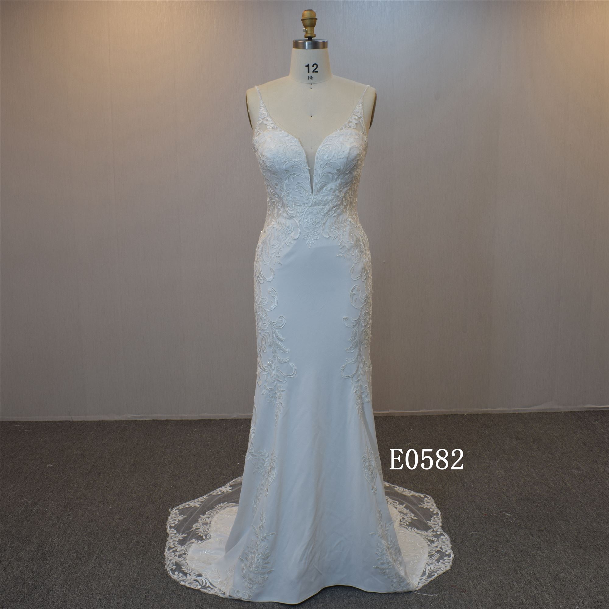 Beaded Spaghetti Straps bridal dress Backless wedding dress for women