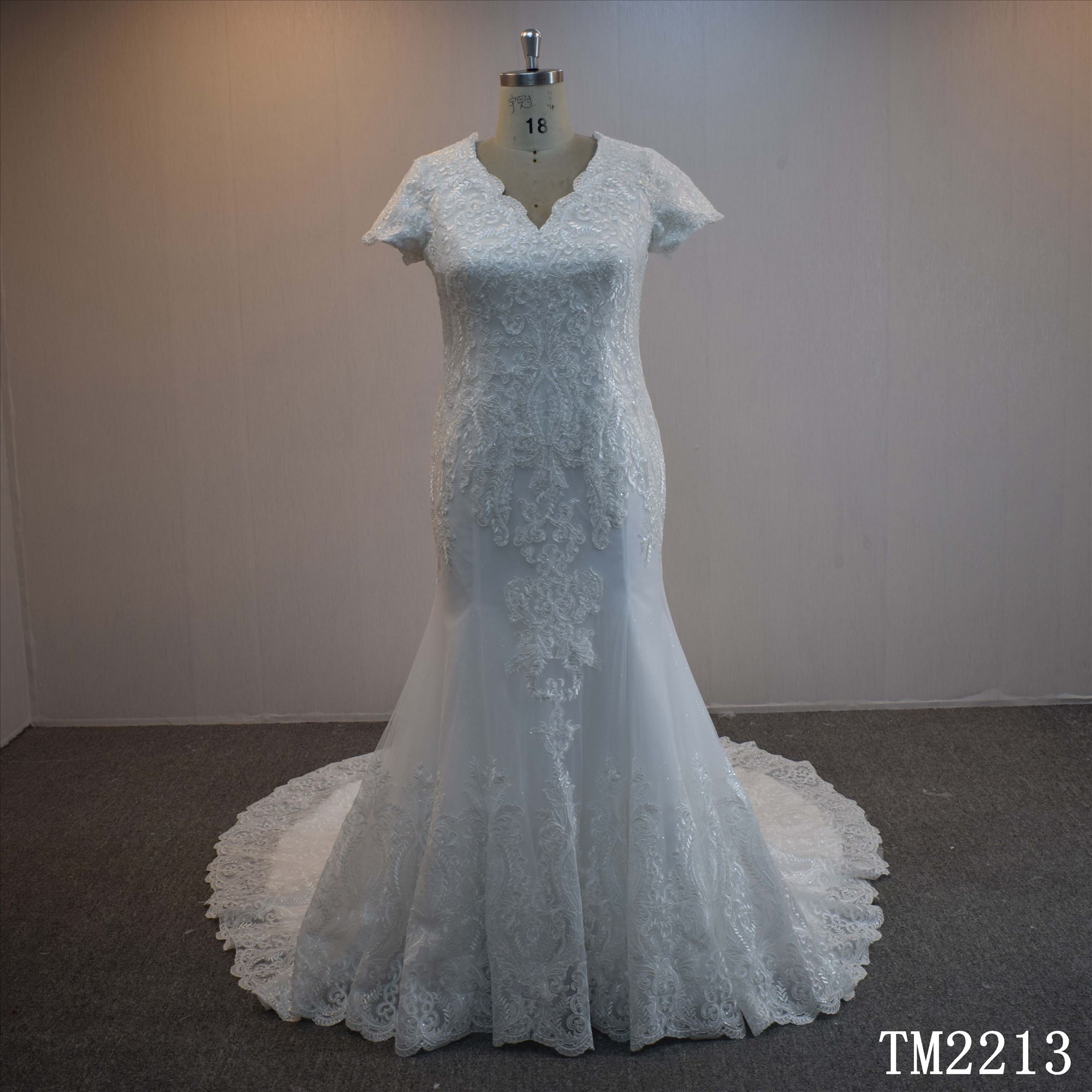 Stock Dress Short Sleeve Bridal Dress