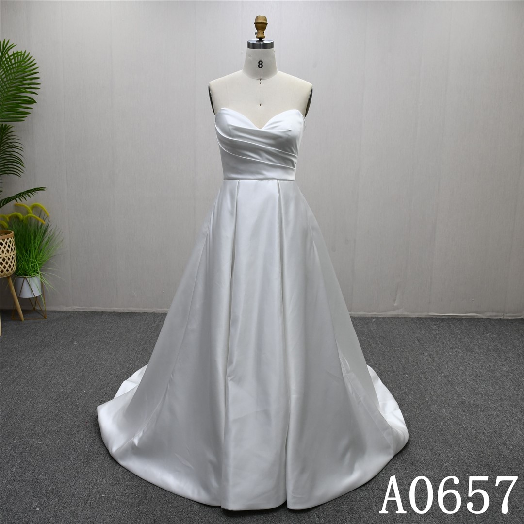 Sweetheart Neckline Plain Elegant Demure Pleated Unique Princess Bridal Gowns