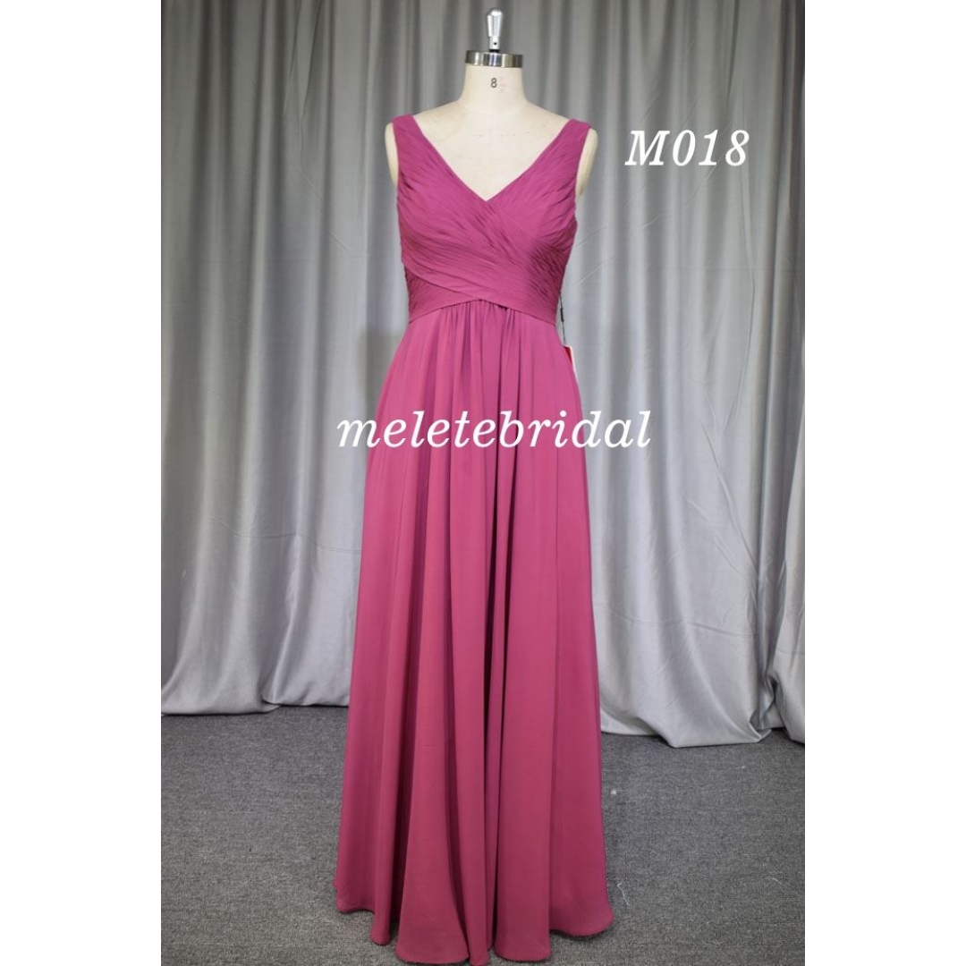 New design V neckline chiffon bridesmaid dress