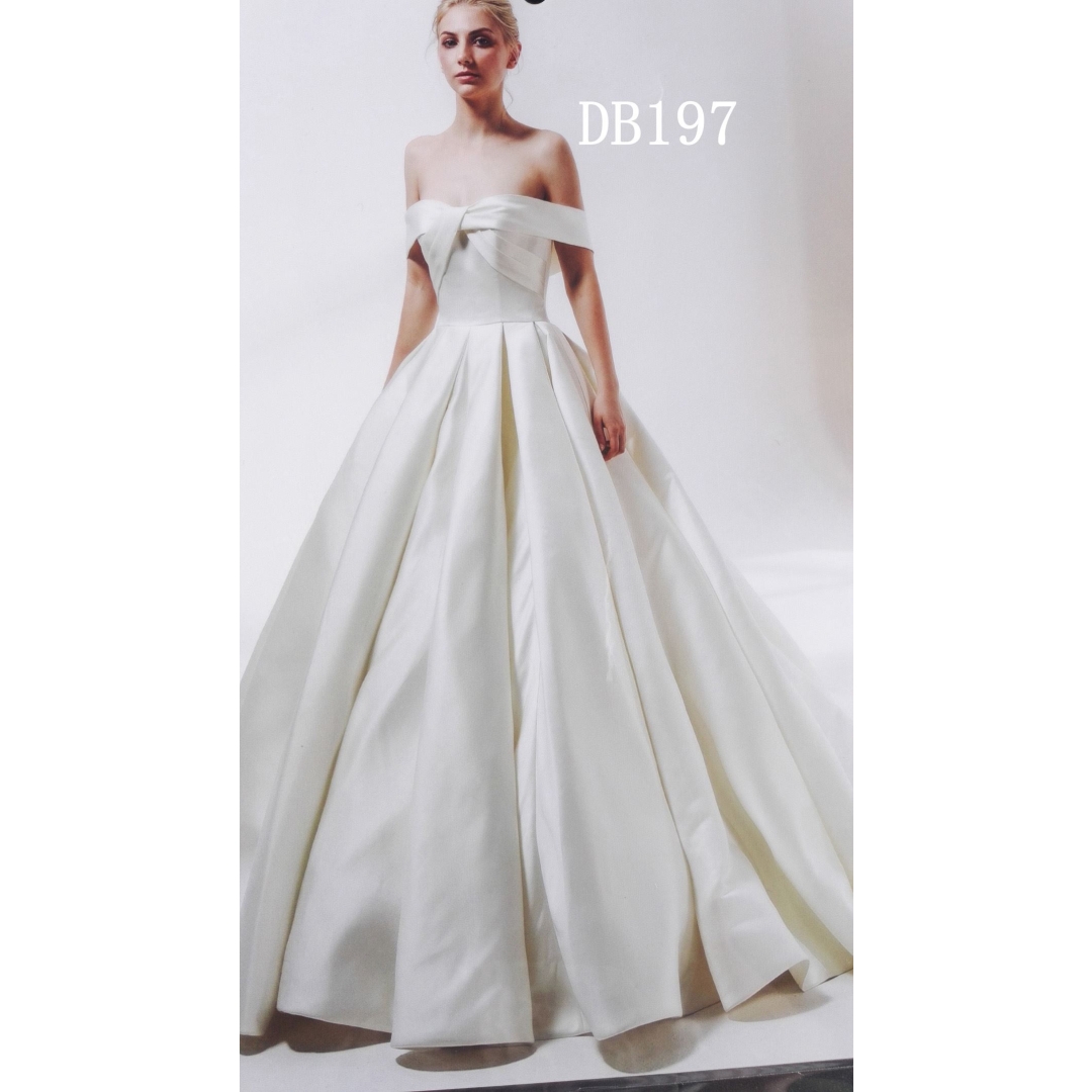 Off shoulder satin princess tyle bridal gown best seller gown