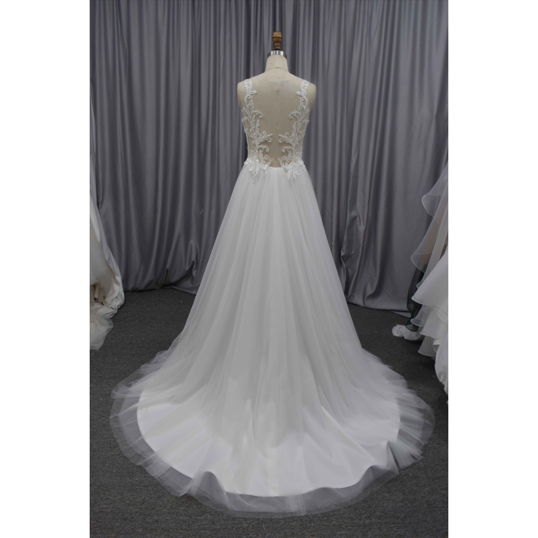 Beach style wedding dress side zip bridal gown