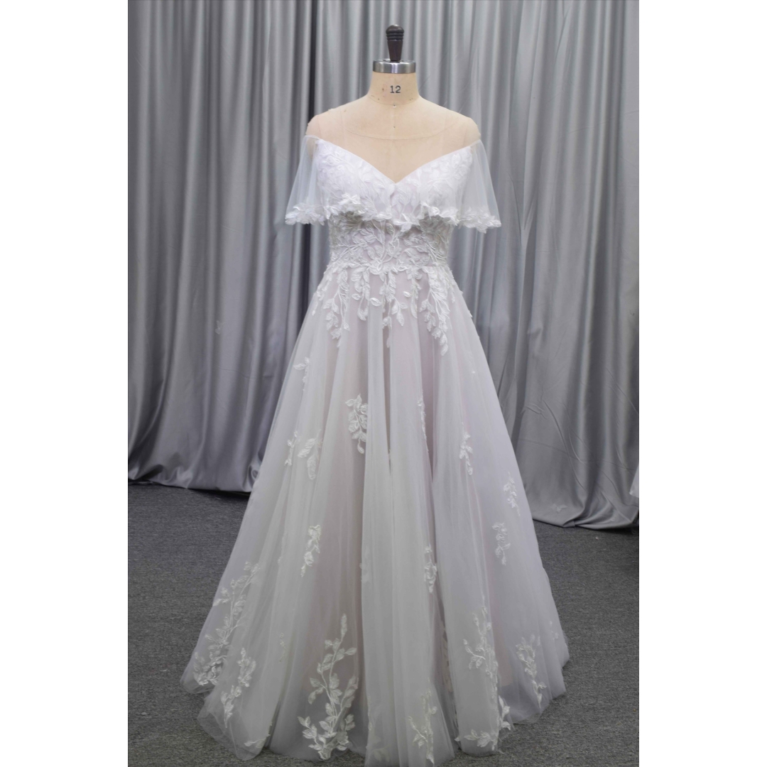 Colorful wedding gown two in one wedding dress with a detachable satin skirt