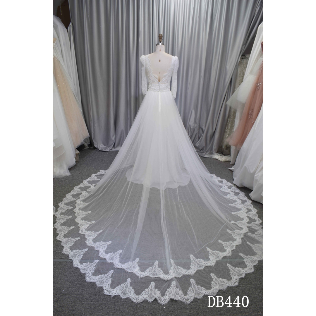 Princess A line bridal dress with a detachable lace skirt