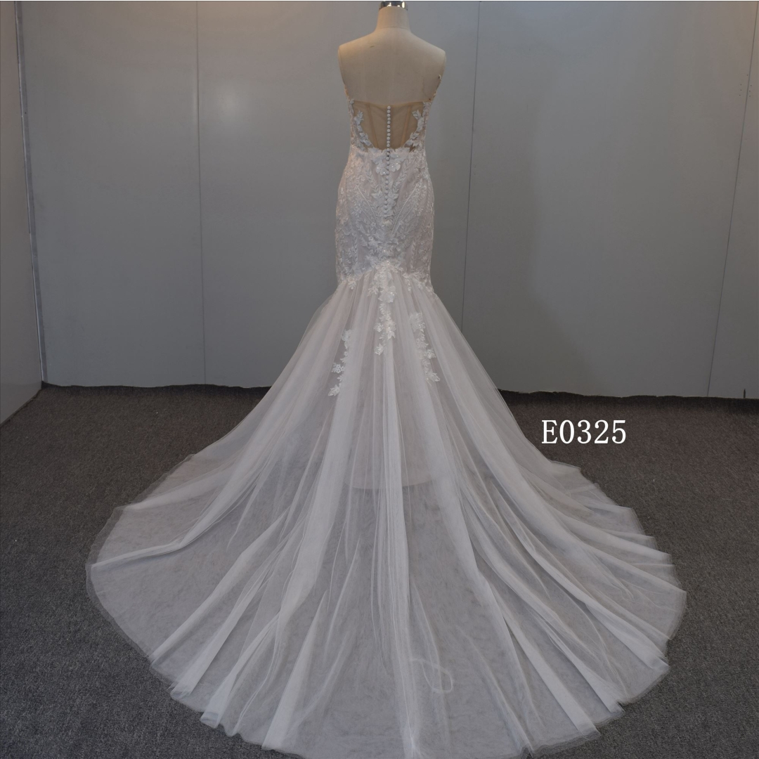 Sweetheart Neckline Wedding Gown Ivory Mermaid Bridal Dress