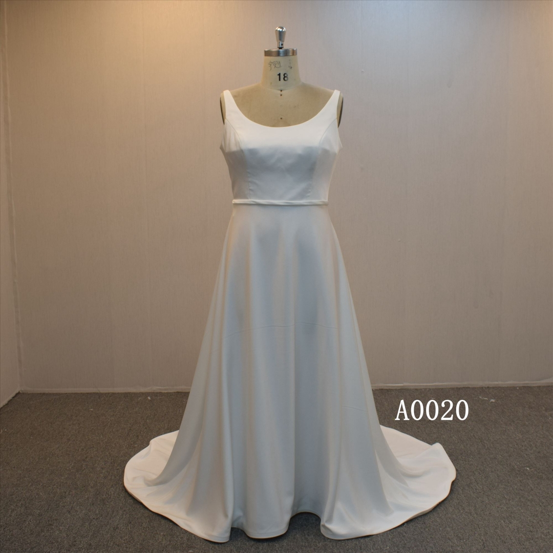 Simple Design Crepe Bridal Dress A Line Wedding Dress