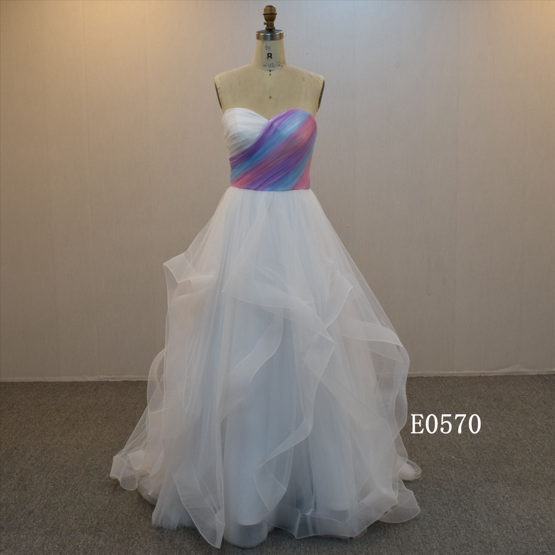 Colorful Bridal Gown With Ruffles Skirt Wedding Dress Wholesale In China