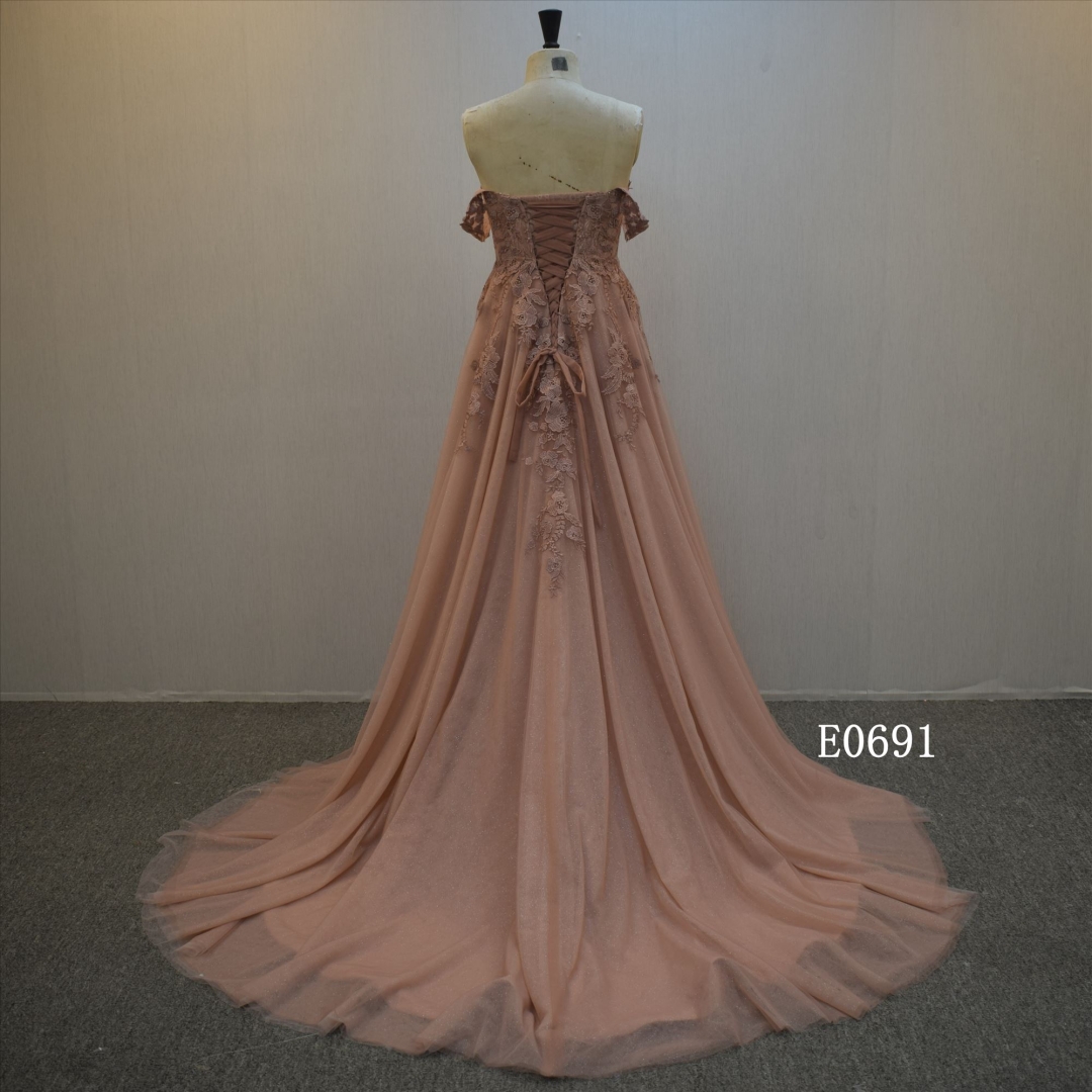 Skin Color Illusion A Line Evening Dress