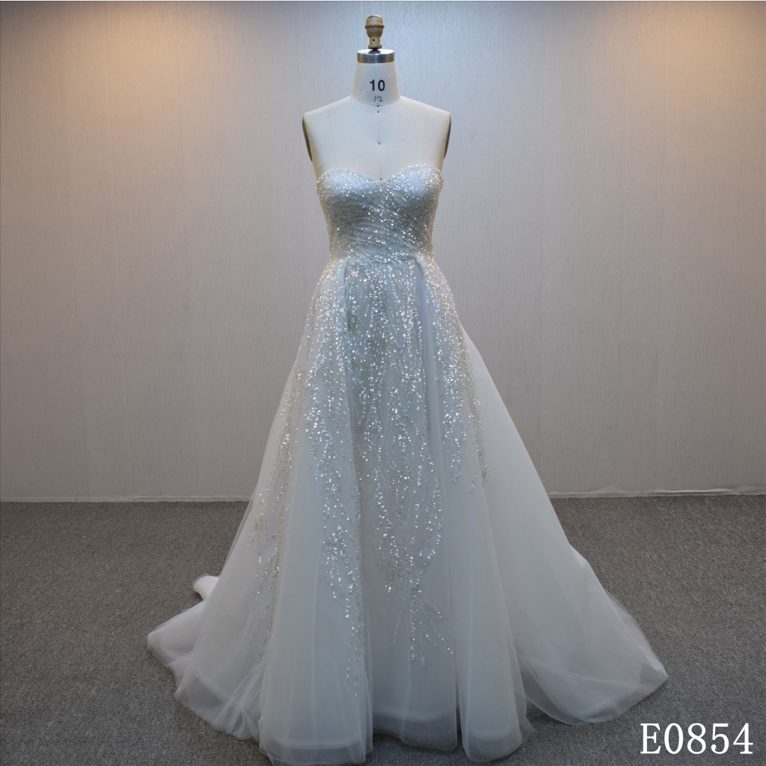 Plus sizeA-line bridal dress guangzhou factory made elegant Beading bridal dress