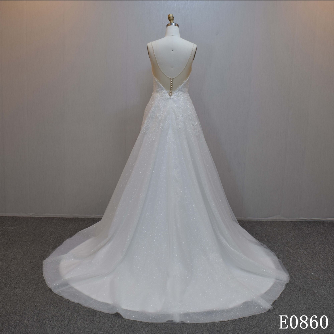 Plus sizeA-line bridal dress guangzhou factory made elegant Beading bridal dress