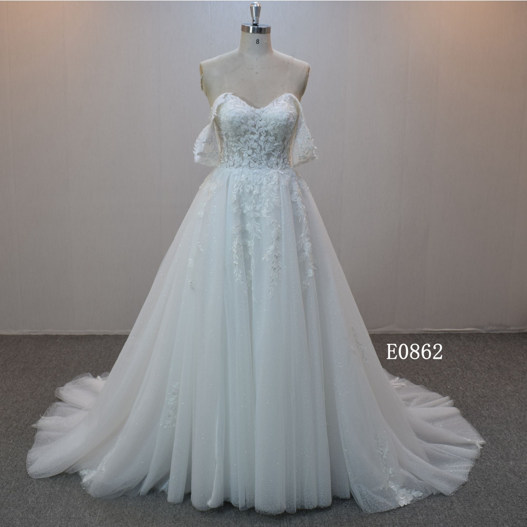 A-line bridal dress guangzhou factory made elegant Lace bridal dress