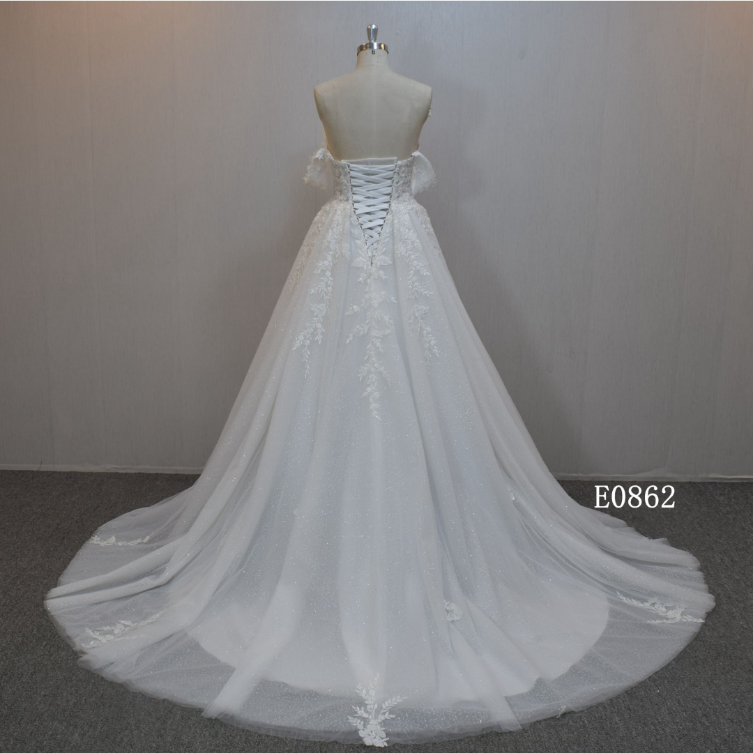 A-line bridal dress guangzhou factory made elegant Lace bridal dress