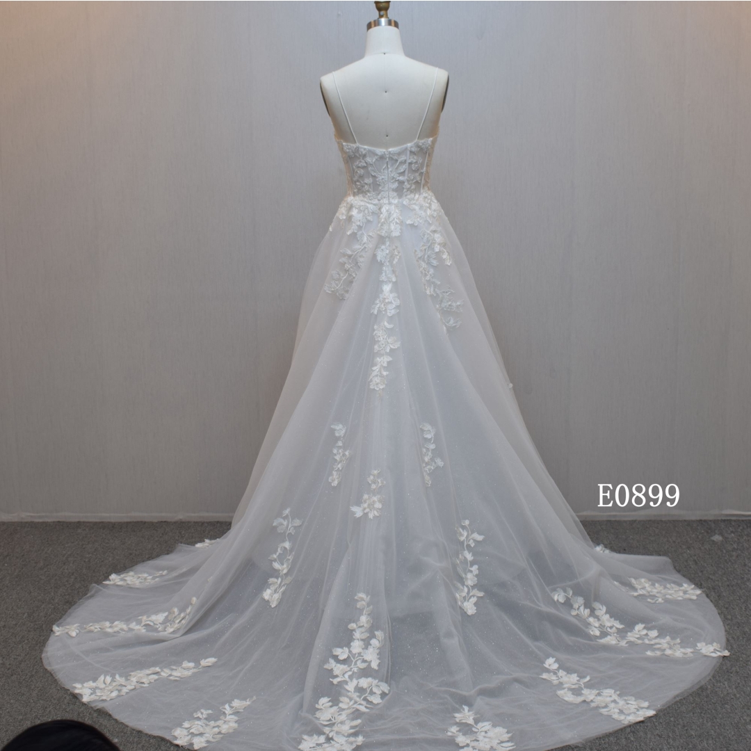 A-line bridal dress guangzhou factory made elegant Lace bridal dress