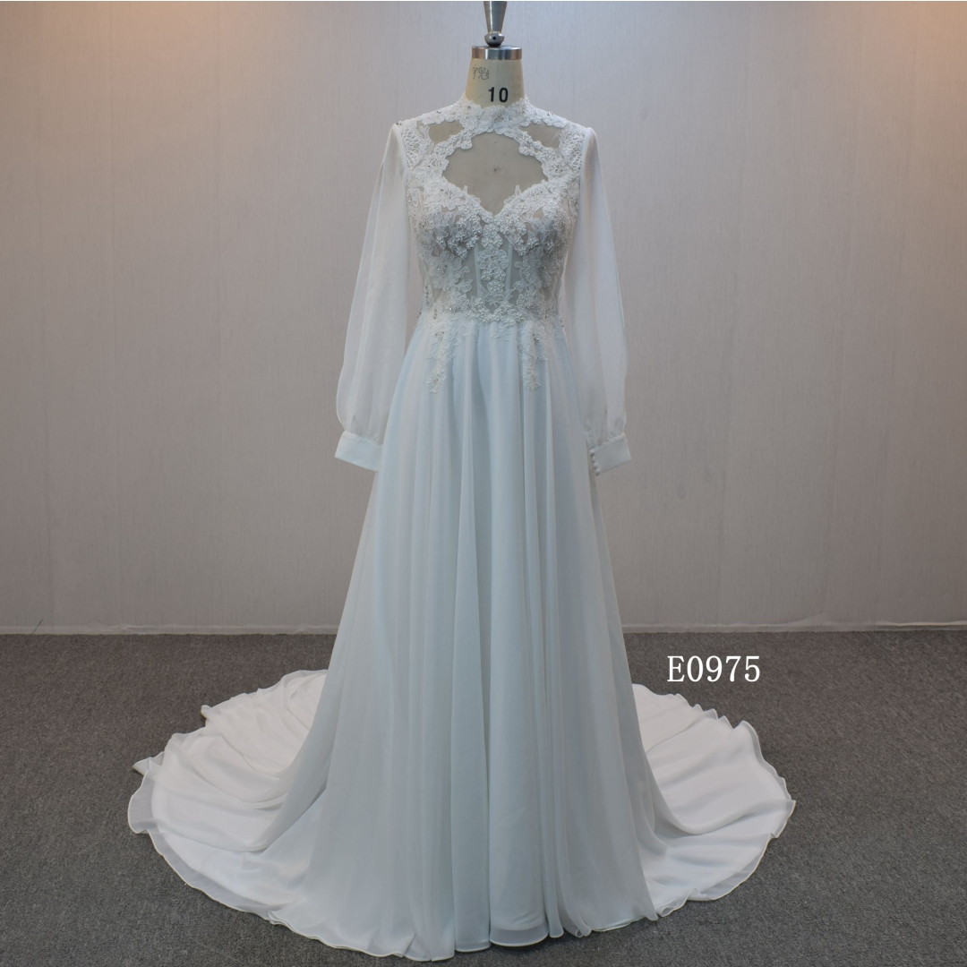 New design A-line bridal dress guangzhou factory made elegant Lace bridal dress