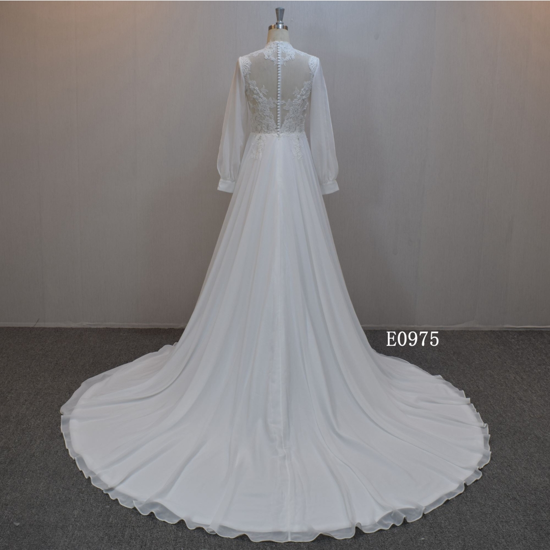 New design A-line bridal dress guangzhou factory made elegant Lace bridal dress