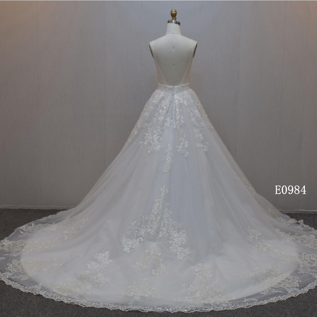 New design A-line bridal dress guangzhou factory made elegant Lace bridal dress