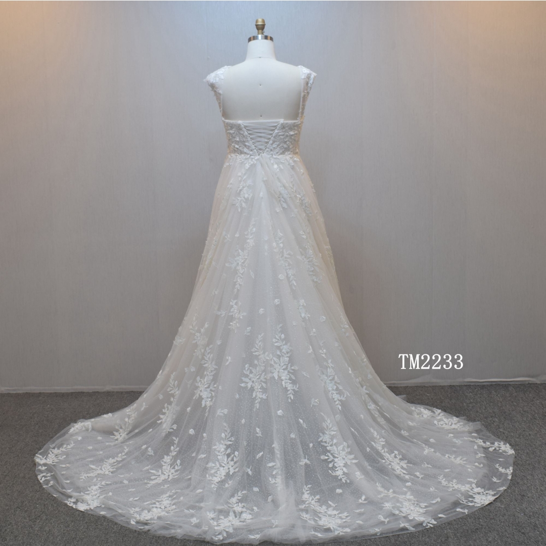 New design  A-line bridal dress guangzhou factory made elegant Lace bridal dress