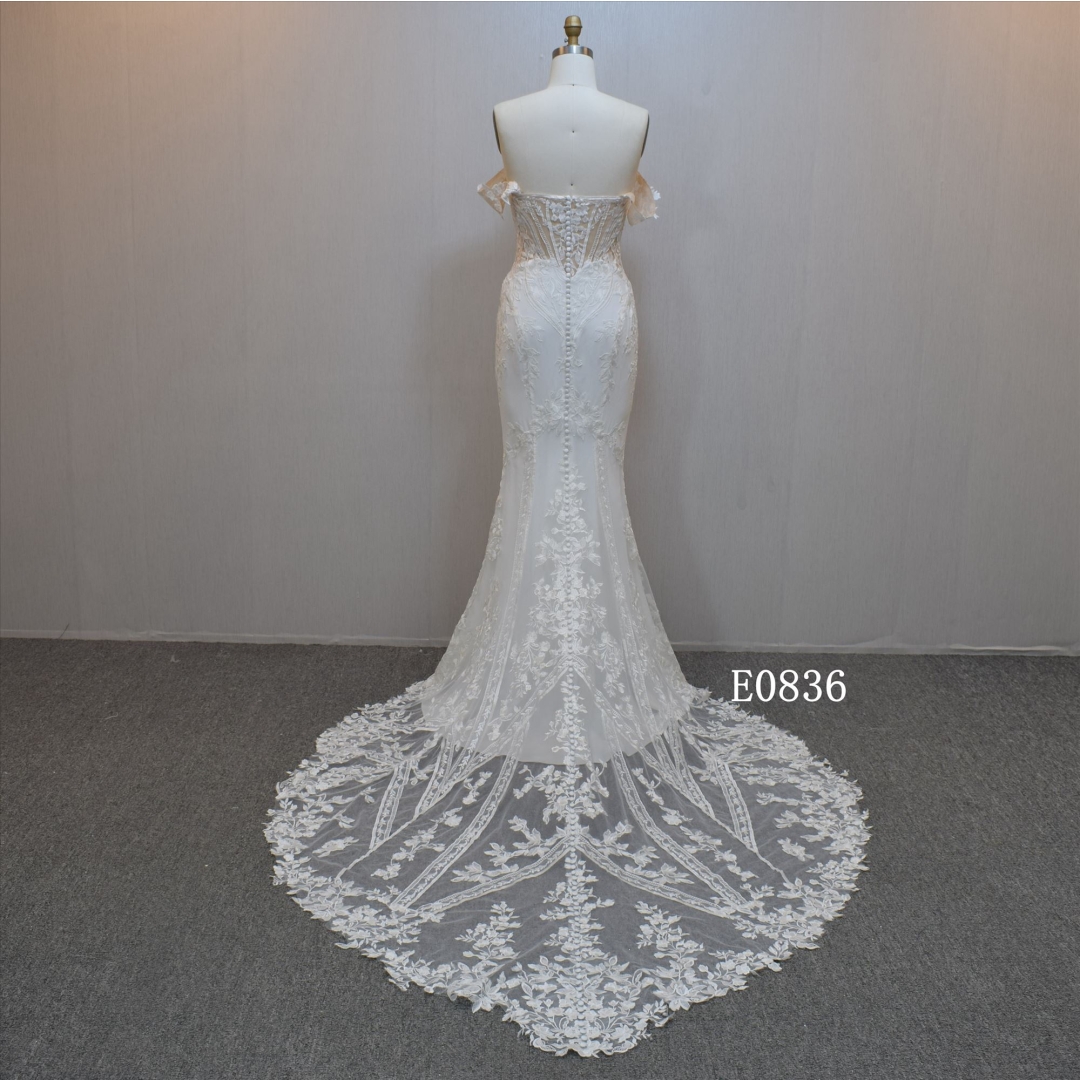 New design Mermaid bridal dress guangzhou factory made elegant Lace bridal dress