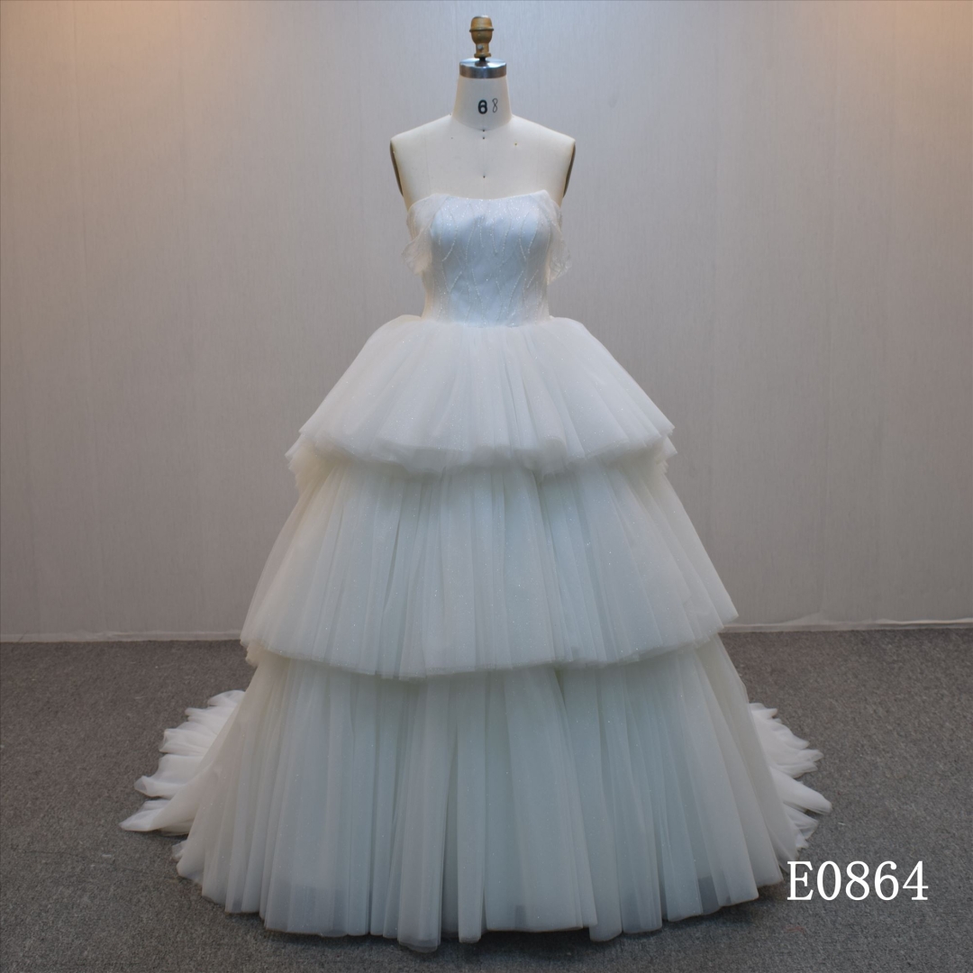 New design Ball Gown bridal dress guangzhou factory made elegant Tulle bridal dress