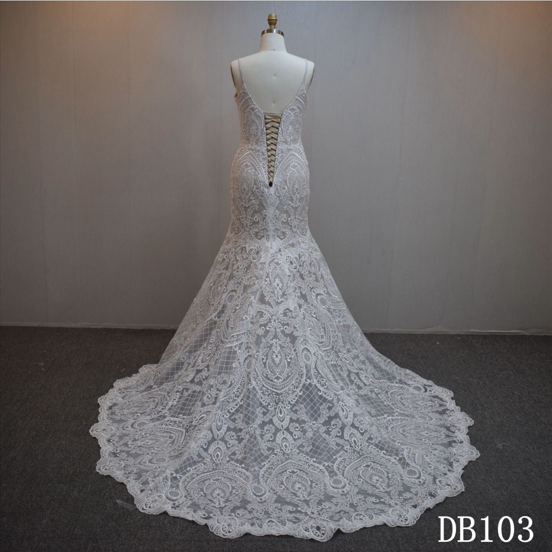 Lastest design Mermaid bridal dress guangzhou factory made elegant Lace bridal dress