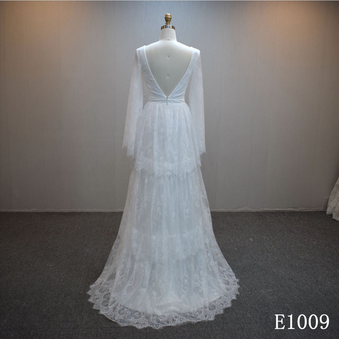 Lastest design A-line bridal dress guangzhou factory made elegant bridal dress