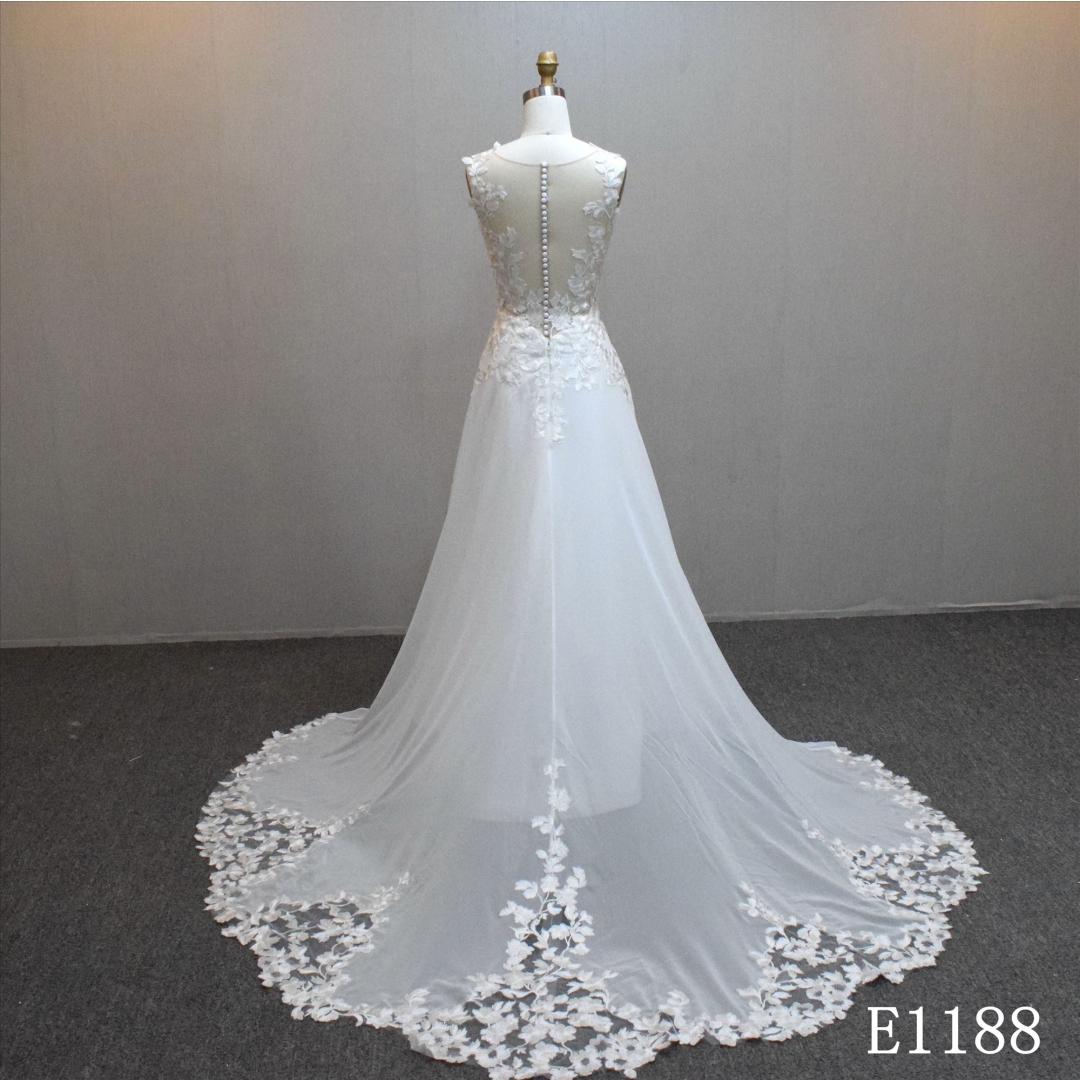 Lastest design  A-line bridal dress guangzhou factory made elegant bridal dress