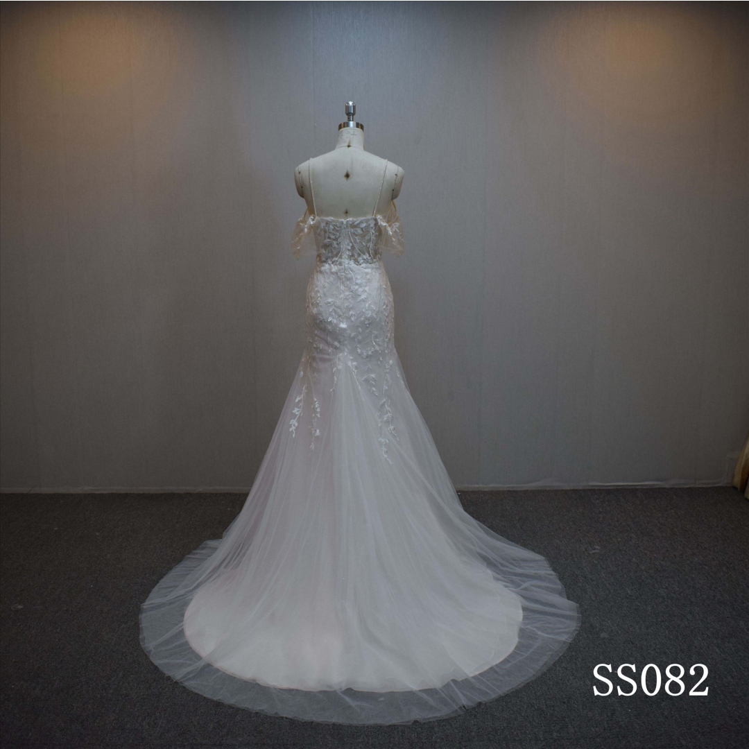 Lastest design Mermaid bridal dress guangzhou factory made elegant Lace bridal dress