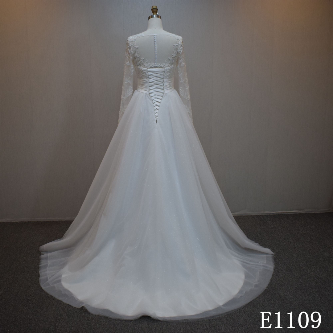 Lastest design A-line bridal dress guangzhou factory made Lace  bridal dress