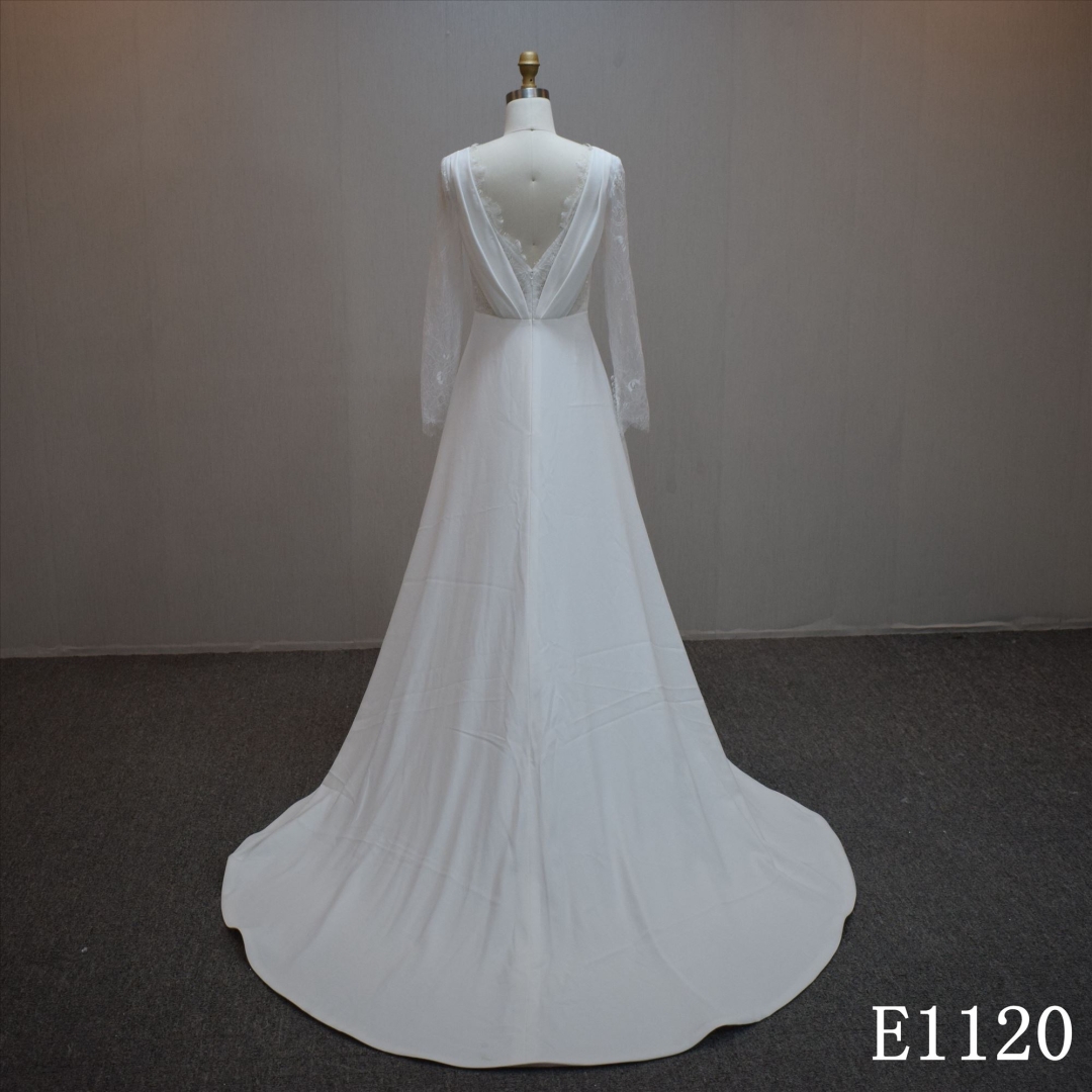 Lastest design A-line bridal dress guangzhou factory made Lace  bridal dress