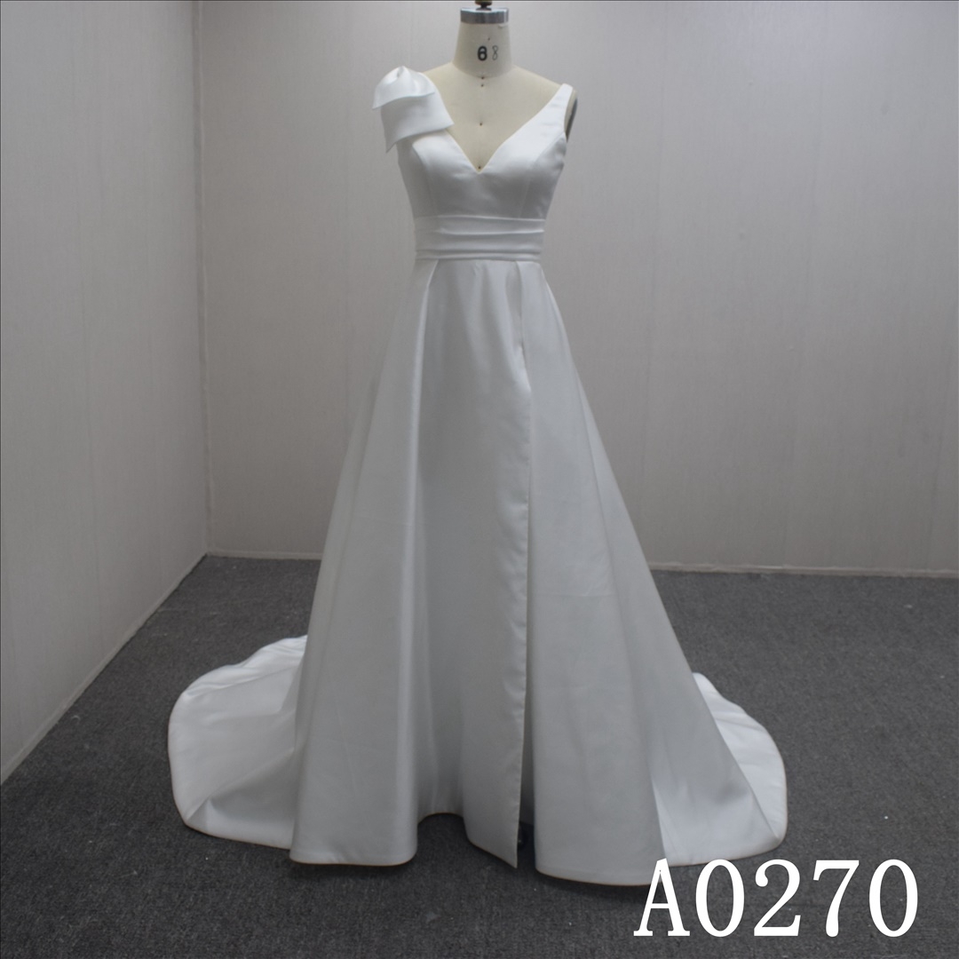 Popular Design Satin Empire A-line Hand Made wedding Dress