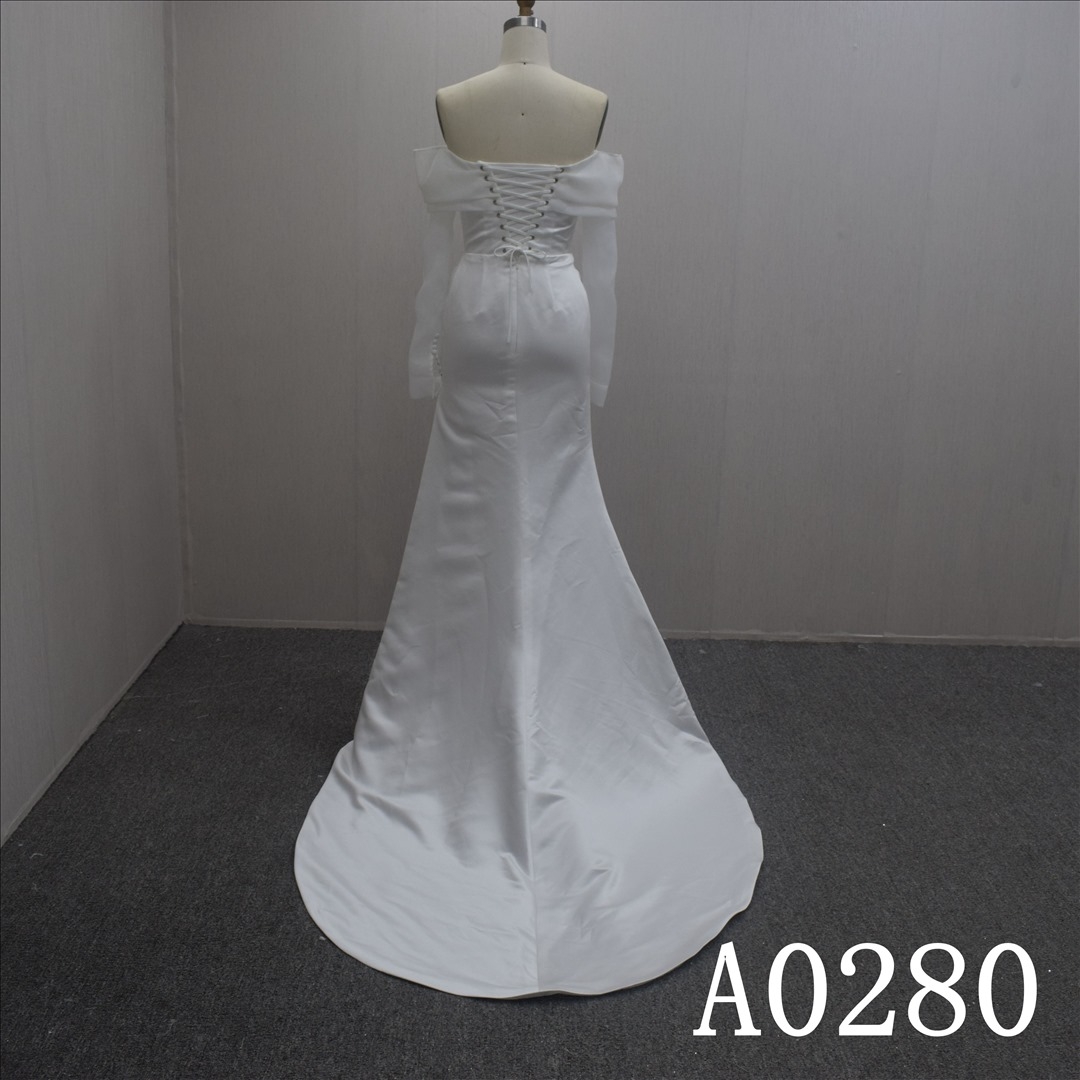 Popular Design Satin Empire A-line Hand Made wedding Dress