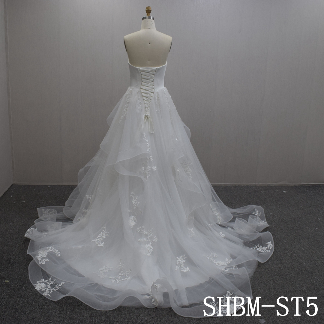 Hot Sell A-line Sweetheart Tulle Hand Made wedding Dress