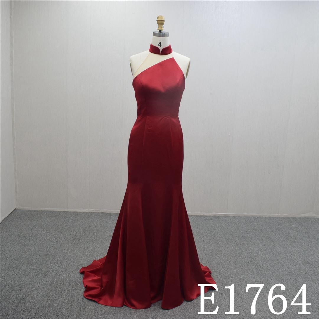 High Quality Asymmetric Backless A-line  Hand Made Bridal Dress