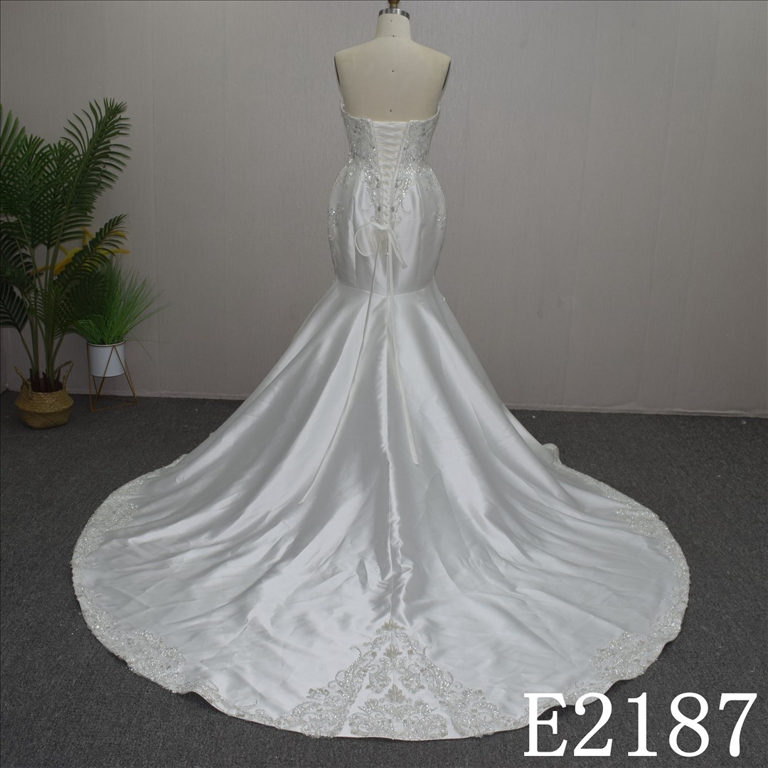 Summer Princess Sweetheart Mermaid Lace flower Hand Made Bridal Dress