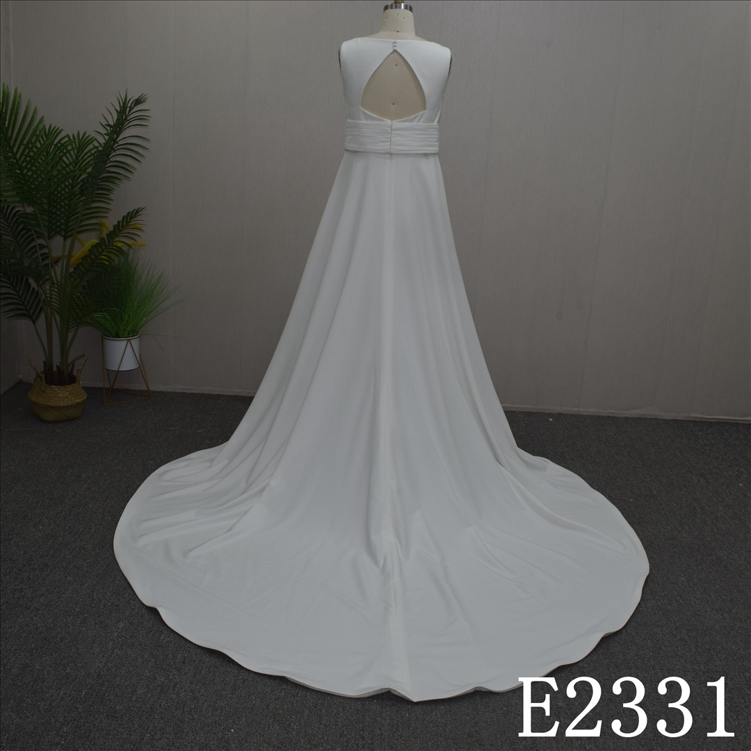 Custom Backless Lace Flower Cowl A-line Hand Made Bridal Dress