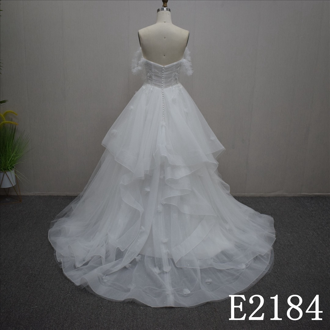 Summer Princess Sweetheart A-line with Lace flower Hand Made Bridal Dress