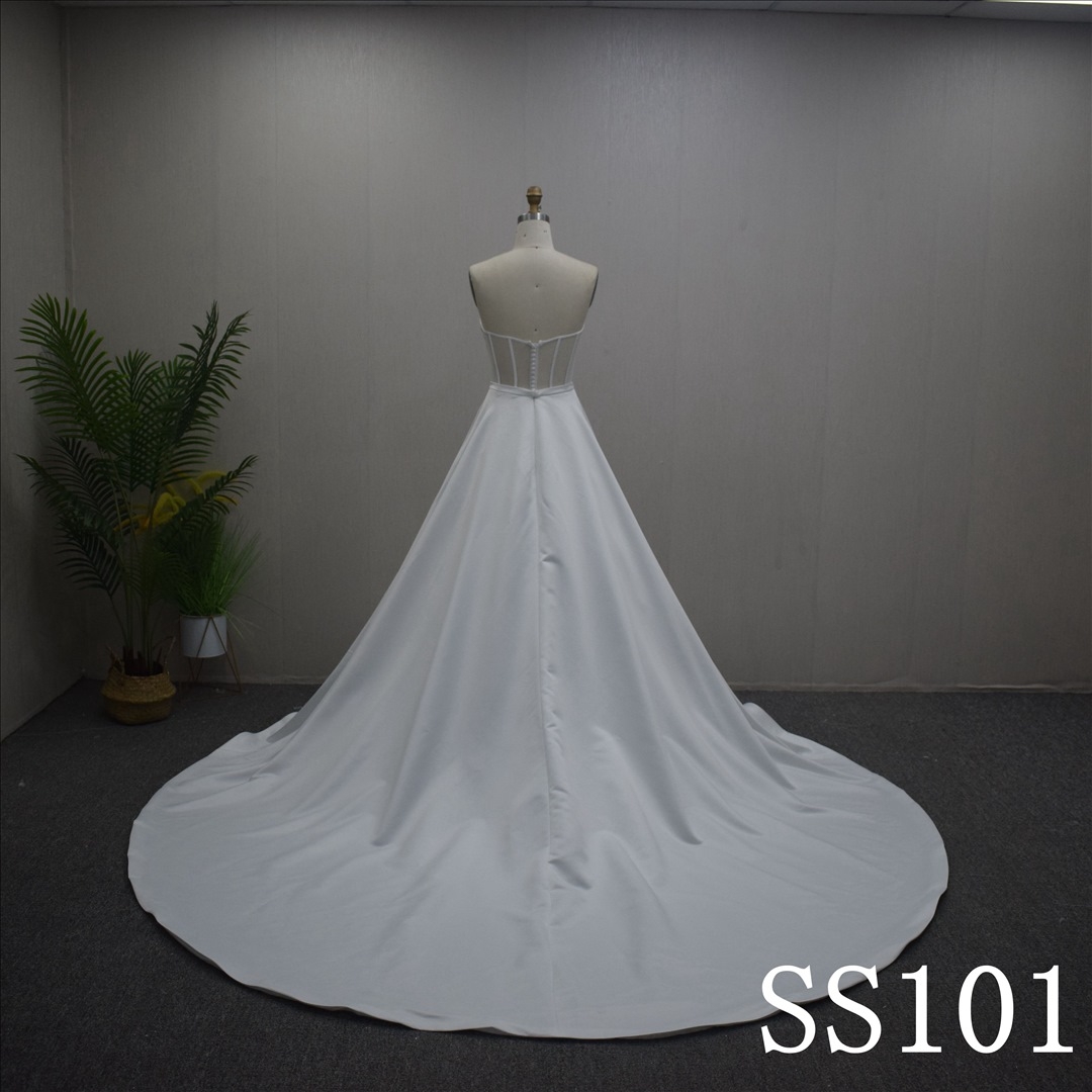 Summer Princess Straight A-line with sweep train Hand Made Bridal Dress