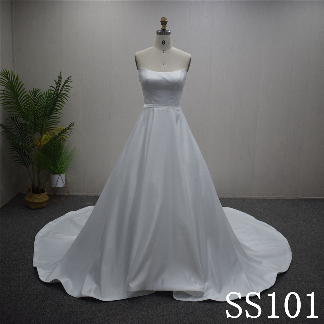 Summer Princess Straight A-line with sweep train Hand Made Bridal Dress