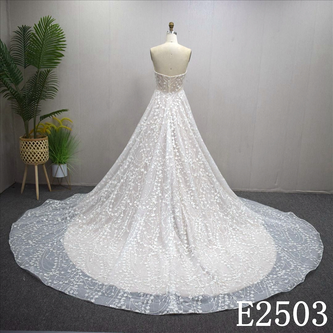 2024 Deep V Sweat Heart Wedding Dress Sequins Luxury Bridal Gowns For Bride