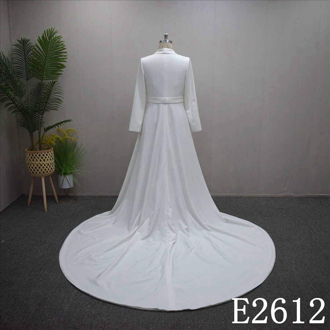 2024 New Wedding Dress 3 Sets Long Sleeve Coat With Belt Pants Lace Beading