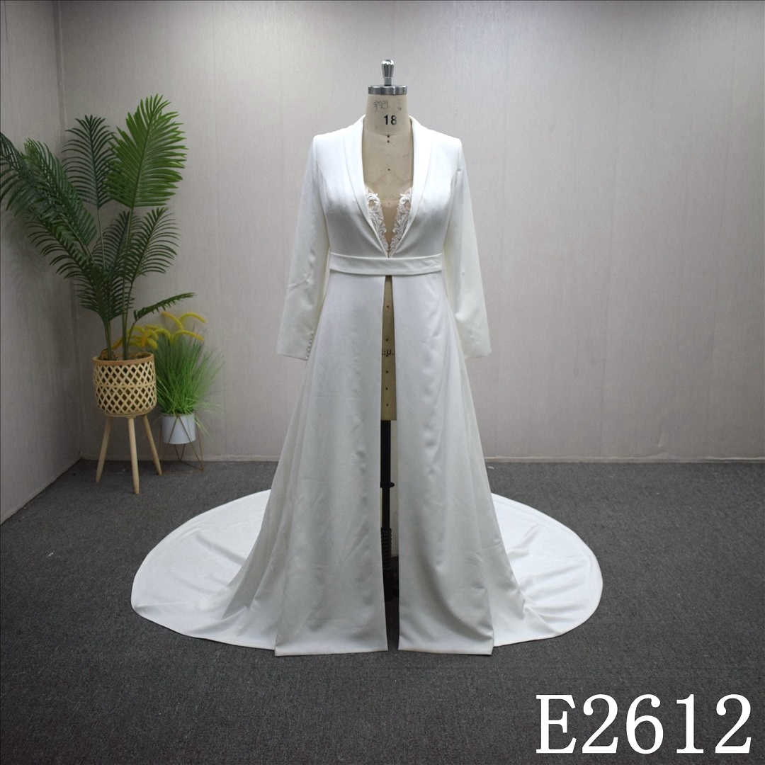 2024 New Wedding Dress 3 Sets Long Sleeve Coat With Belt Pants Lace Beading